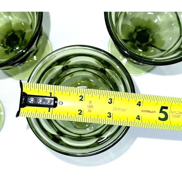 Fostoria Argus Avocado Green Stemmed Goblets Glasses 8 oz Set of 4 Vintage - Picture 5 of 6